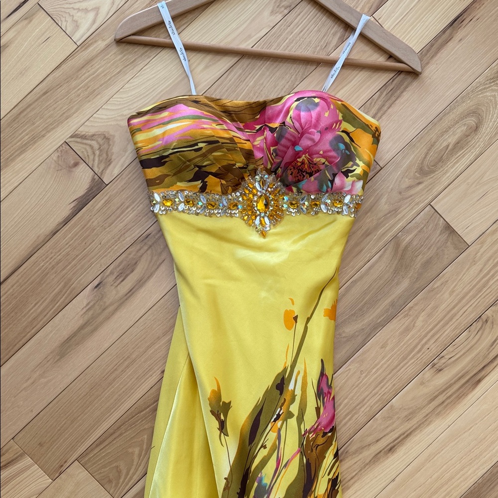 Studio Vibrant Yellow and Pink Floral Dress